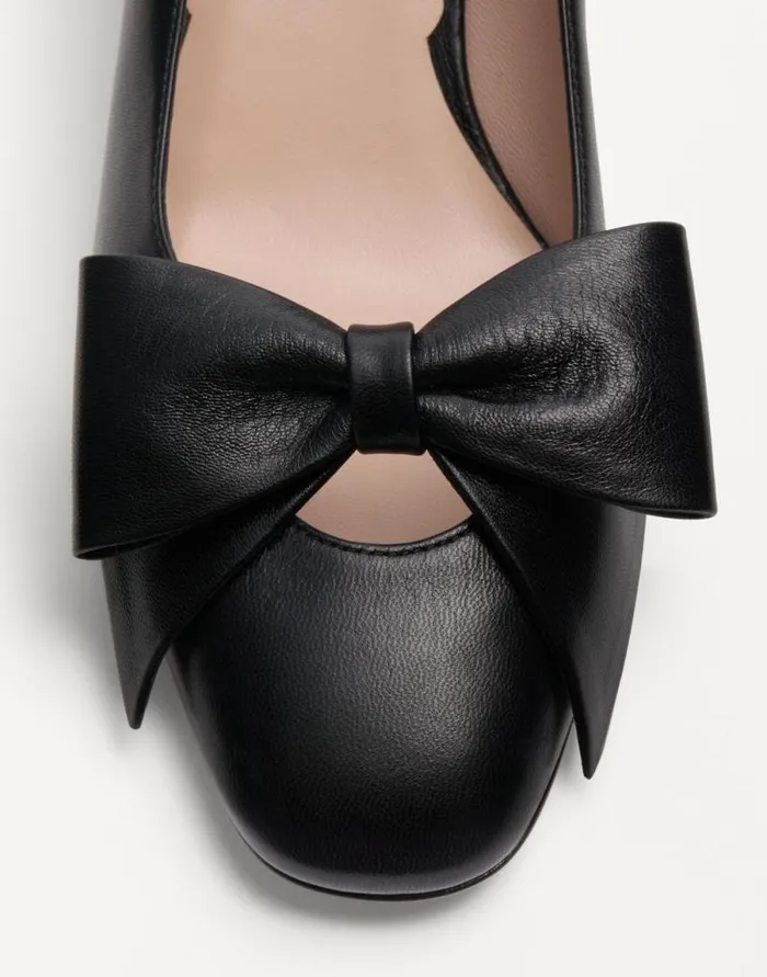 Valentino Pumps Woman Bowow Pumps In Kidskin 45mm For Woman In Black Black Valentino Pumps Woman Bowow Pumps In Kidskin 45mm For Woman In Black Black