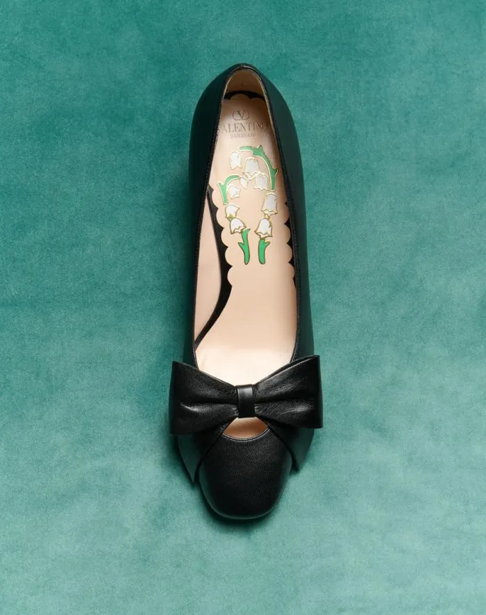 Valentino Pumps Woman Bowow Pumps In Kidskin 45mm For Woman In Black Black Valentino Pumps Woman Bowow Pumps In Kidskin 45mm For Woman In Black Black