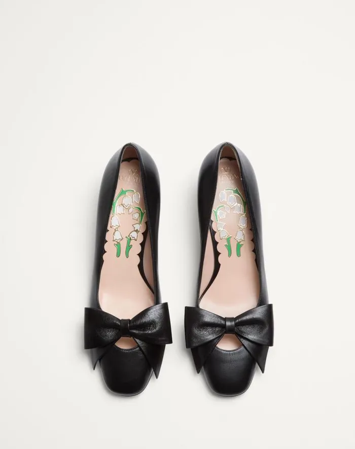 Valentino Pumps Woman Bowow Pumps In Kidskin 45mm For Woman In Black Black Valentino Pumps Woman Bowow Pumps In Kidskin 45mm For Woman In Black Black
