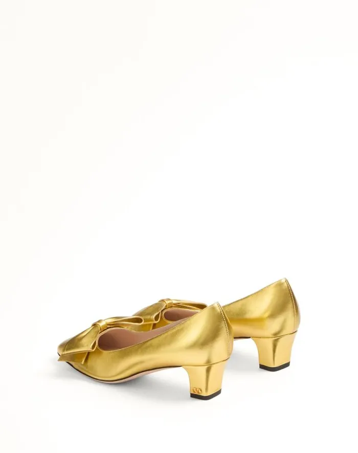 Valentino Pumps Woman Bowow Pumps In Laminated Nappa 45mm For Woman In Silver Silver