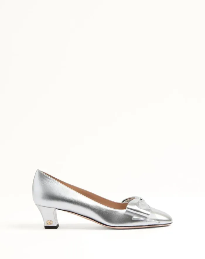 Valentino Pumps Woman Bowow Pumps In Laminated Nappa 45mm For Woman In Silver Silver