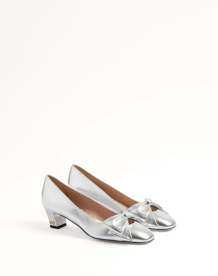 Valentino Pumps Woman Bowow Pumps In Laminated Nappa 45mm For Woman In Silver Silver