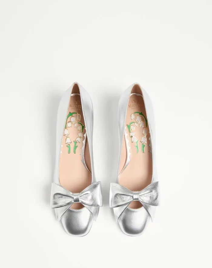 Valentino Pumps Woman Bowow Pumps In Laminated Nappa 45mm For Woman In Silver Silver