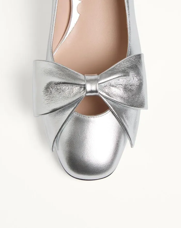 Valentino Pumps Woman Bowow Pumps In Laminated Nappa 45mm For Woman In Silver Silver