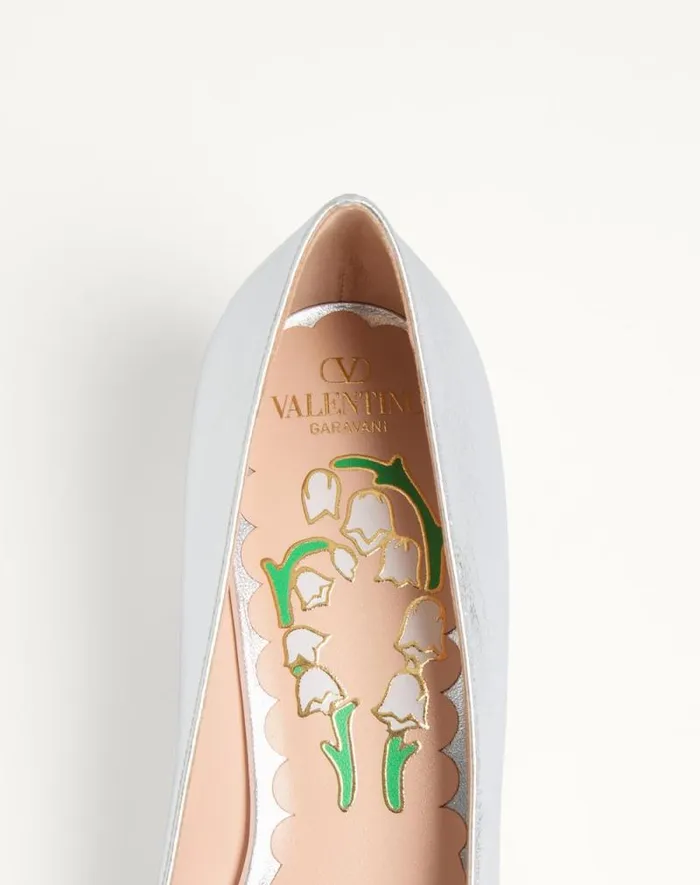 Valentino Pumps Woman Bowow Pumps In Laminated Nappa 45mm For Woman In Silver Silver