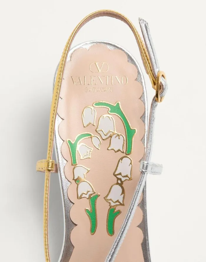 Valentino Pumps Woman Bowow Slingback Pumps In Moir Fabric 45mm For Woman In Blacksilver Blacksilver