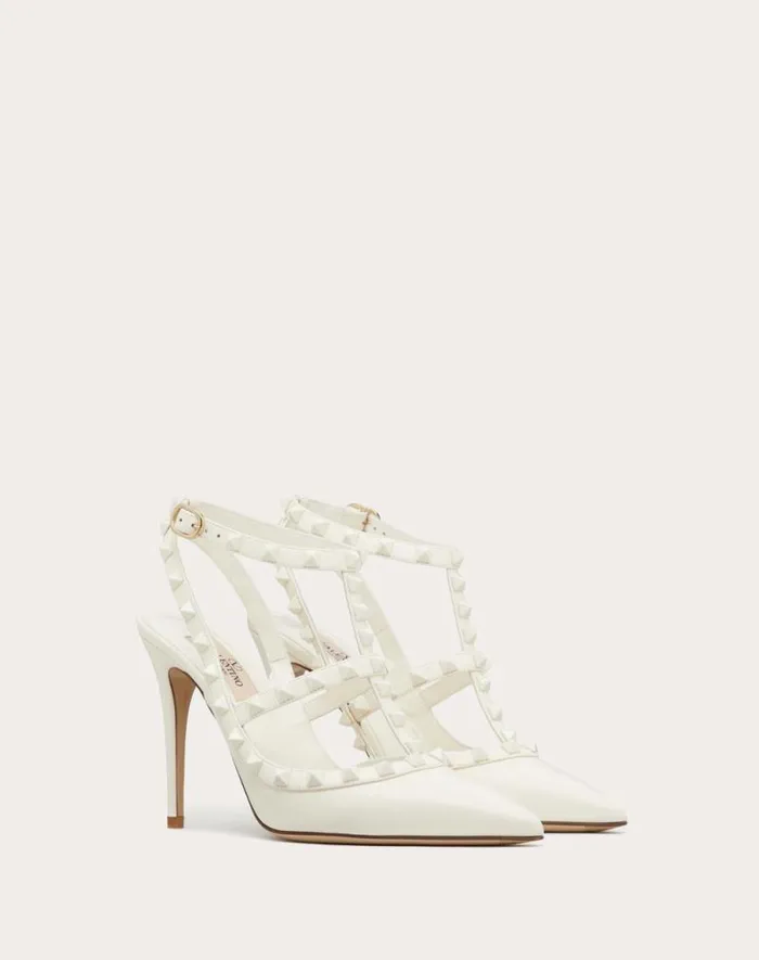 Valentino Pumps Woman Rockstud Ankle Strap Pump With Tonal Studs 100 For Woman In Poudre Poudre Valentino Pumps Woman Rockstud Ankle Strap Pump With Tonal Studs 100 For Woman In Poudre Poudre