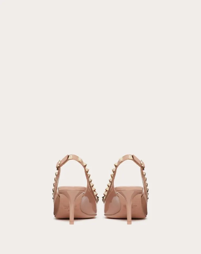 Valentino Pumps Woman Rockstud Bow Slingback Patent Leather Pump 60mm For Woman In Rose Cannelle Rose Cannelle Valentino Pumps Woman Rockstud Bow Slingback Patent Leather Pump 60mm For Woman In Rose Cannelle Rose Cannelle