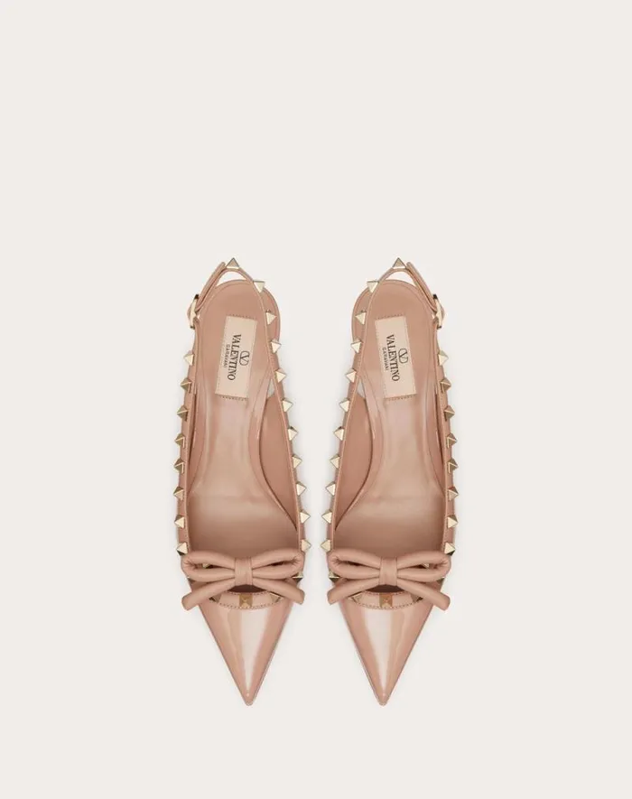 Valentino Pumps Woman Rockstud Bow Slingback Patent Leather Pump 60mm For Woman In Rose Cannelle Rose Cannelle Valentino Pumps Woman Rockstud Bow Slingback Patent Leather Pump 60mm For Woman In Rose Cannelle Rose Cannelle