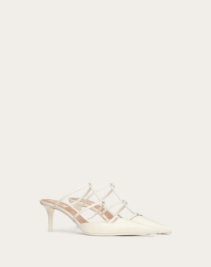 Valentino Pumps Woman Rockstud Wispy Calfskin Mule 60mm For Woman In Rose Cannelle Rose Cannelle