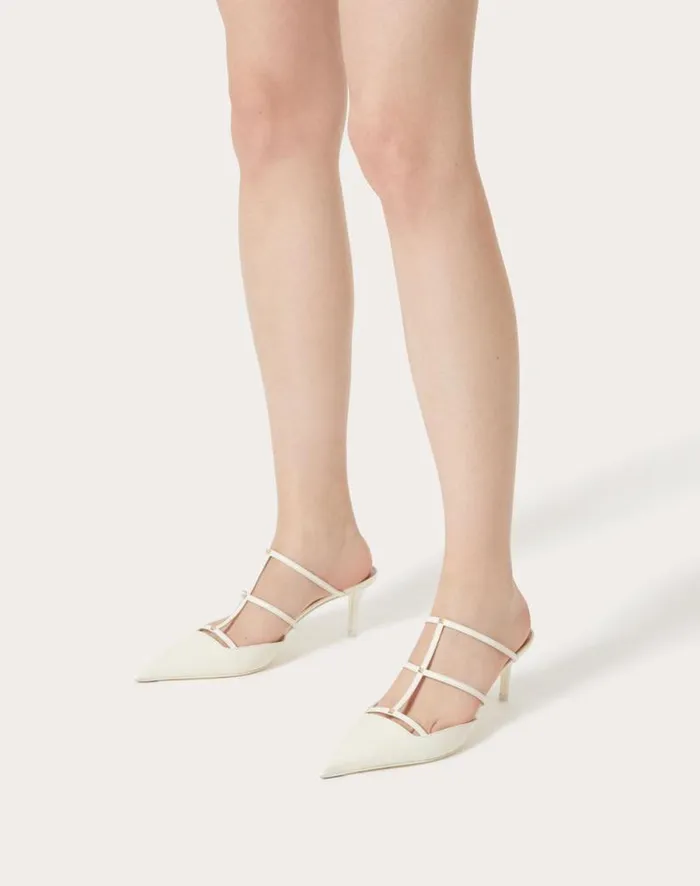 Valentino Pumps Woman Rockstud Wispy Calfskin Mule 60mm For Woman In Rose Cannelle Rose Cannelle