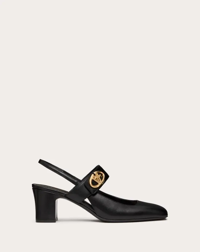 Valentino Pumps Woman Vlogo Locker Maryjane Slingback Pumps In Calfskin 60mm For Woman In Black Black Valentino Pumps Woman Vlogo Locker Maryjane Slingback Pumps In Calfskin 60mm For Woman In Black Black