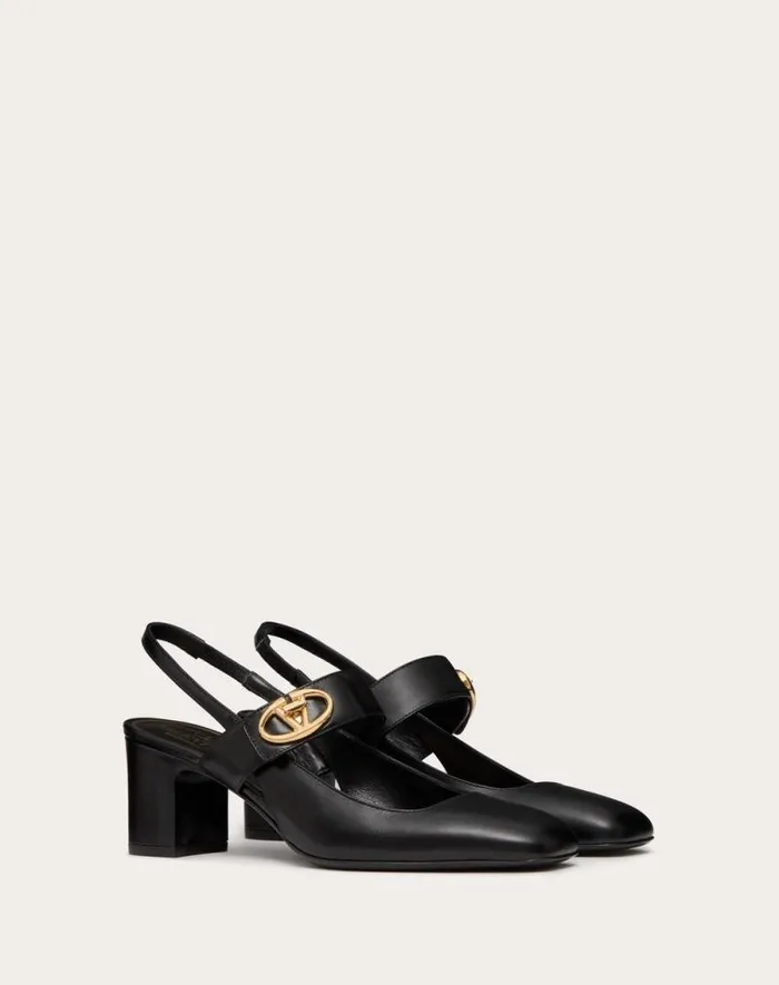 Valentino Pumps Woman Vlogo Locker Maryjane Slingback Pumps In Calfskin 60mm For Woman In Black Black Valentino Pumps Woman Vlogo Locker Maryjane Slingback Pumps In Calfskin 60mm For Woman In Black Black
