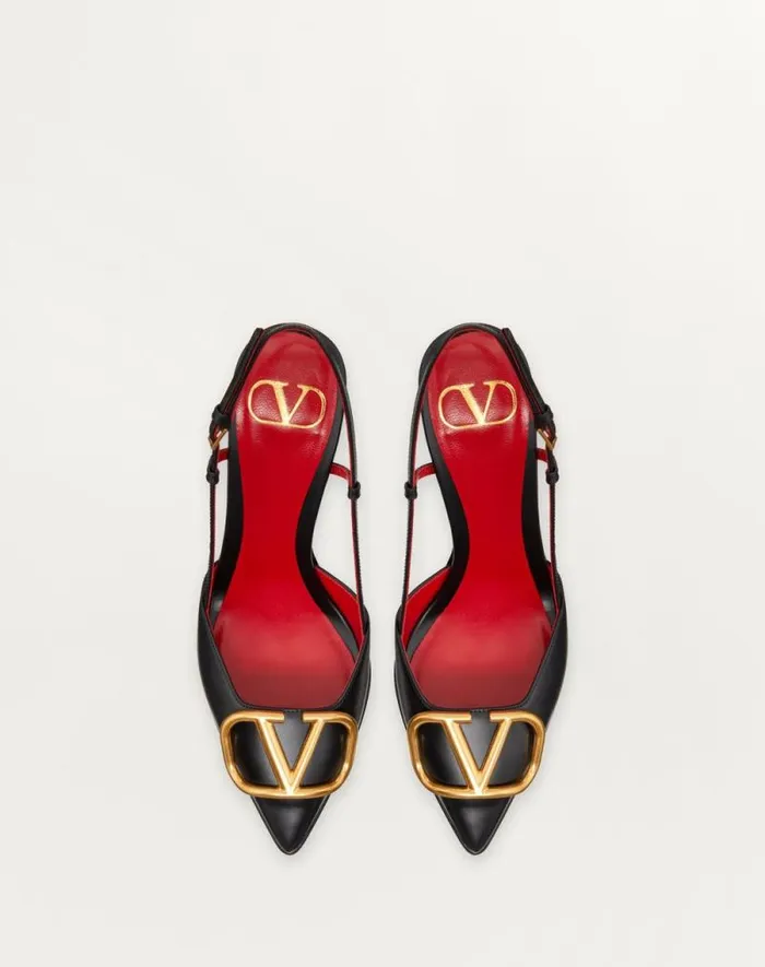 Valentino Pumps Woman Vlogo Signature Calfskin Slingback Platform Pump 120mm For Woman In Black Black Valentino Pumps Woman Vlogo Signature Calfskin Slingback Platform Pump 120mm For Woman In Black Black