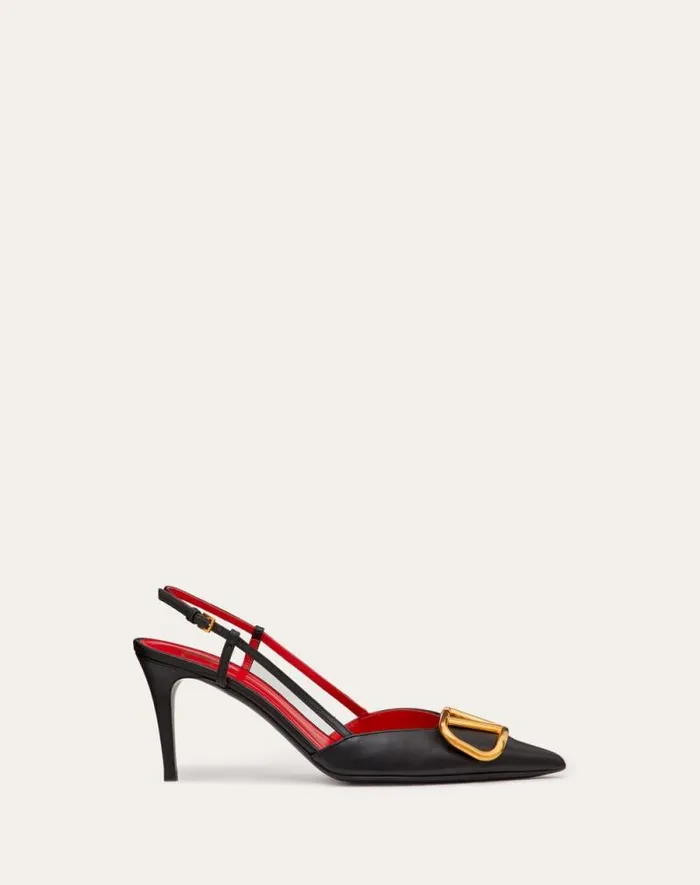 Valentino Pumps Woman Vlogo Signature Calfskin Slingback Pump 80mm 315 In For Woman In Black Black Valentino Pumps Woman Vlogo Signature Calfskin Slingback Pump 80mm 315 In For Woman In Black Black