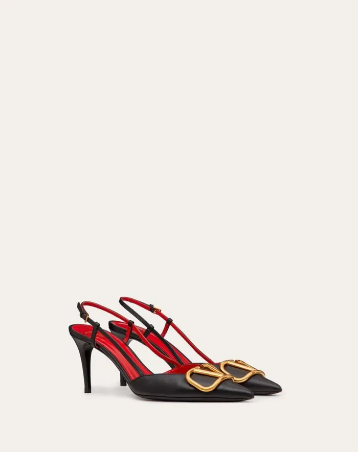 Valentino Pumps Woman Vlogo Signature Calfskin Slingback Pump 80mm 315 In For Woman In Black Black Valentino Pumps Woman Vlogo Signature Calfskin Slingback Pump 80mm 315 In For Woman In Black Black