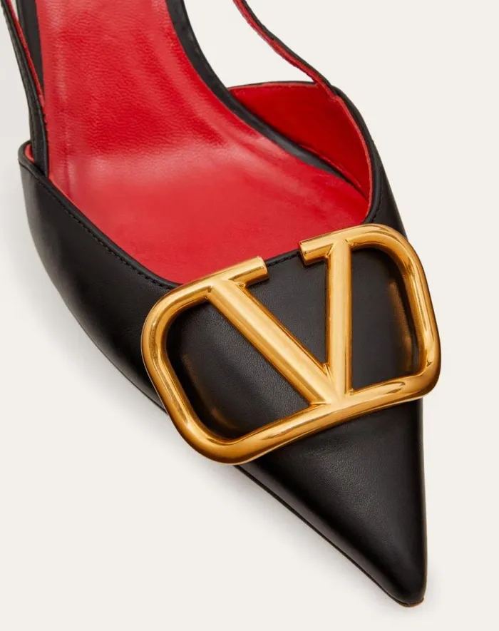 Valentino Pumps Woman Vlogo Signature Calfskin Slingback Pump 80mm 315 In For Woman In Black Black Valentino Pumps Woman Vlogo Signature Calfskin Slingback Pump 80mm 315 In For Woman In Black Black