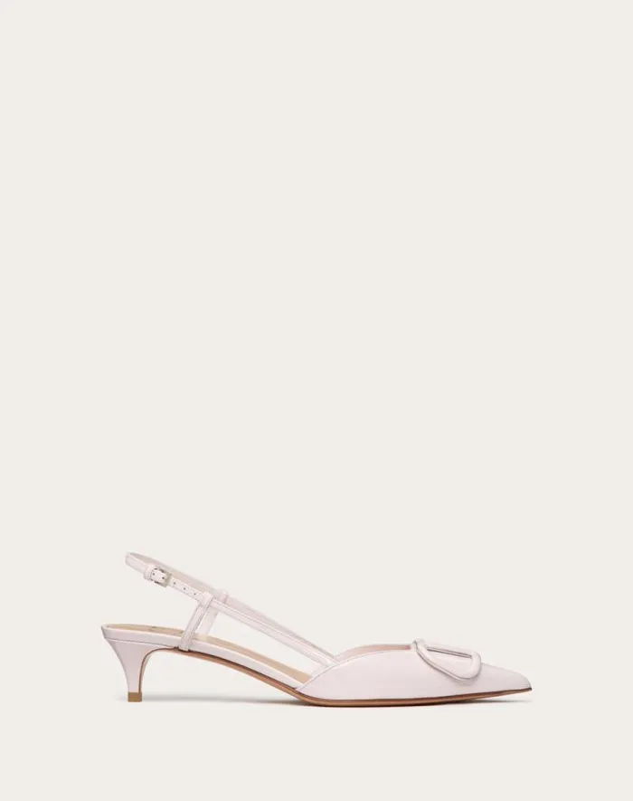 Valentino Pumps Woman Vlogo Signature Patent Leather Slingback Pump 40mm 16 In For Woman In Rose Cannelle Rose Cannelle