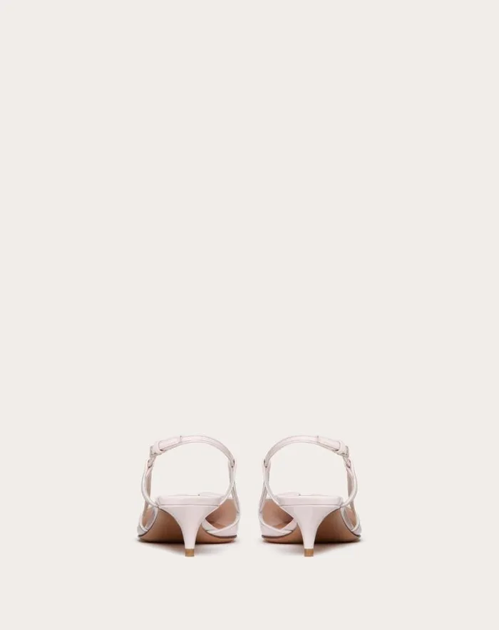 Valentino Pumps Woman Vlogo Signature Patent Leather Slingback Pump 40mm 16 In For Woman In Rose Cannelle Rose Cannelle