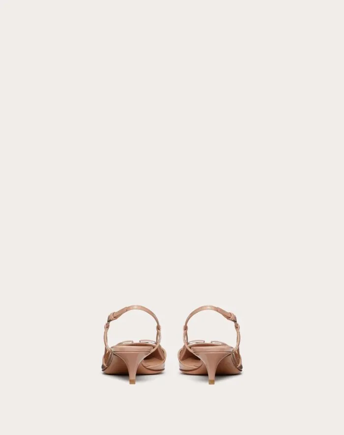 Valentino Pumps Woman Vlogo Signature Patent Leather Slingback Pump 40mm 16 In For Woman In Rose Cannelle Rose Cannelle
