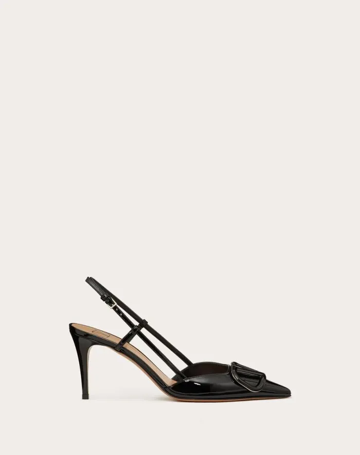 Valentino Pumps Woman Vlogo Signature Patent Leather Slingback Pump 80mm 315 In For Woman In Brown Brown Valentino Pumps Woman Vlogo Signature Patent Leather Slingback Pump 80mm 315 In For Woman In Brown Brown