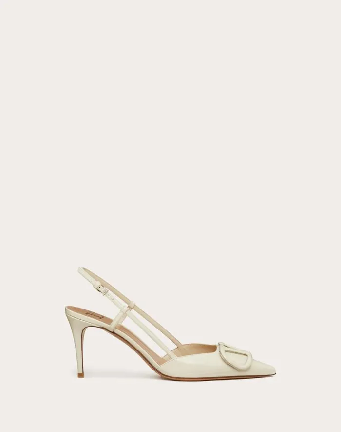 Valentino Pumps Woman Vlogo Signature Patent Leather Slingback Pump 80mm 315 In For Woman In Brown Brown