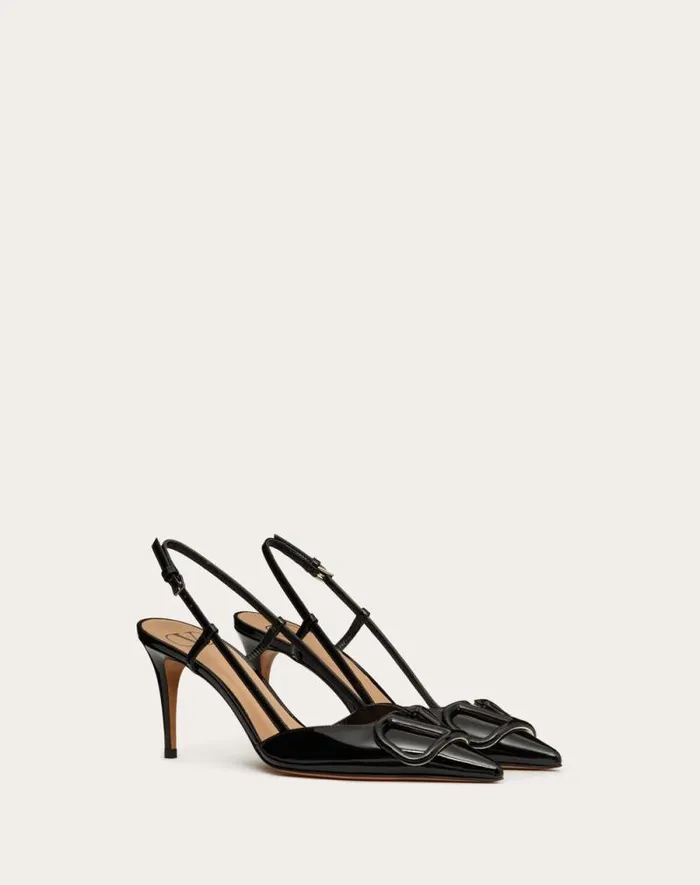 Valentino Pumps Woman Vlogo Signature Patent Leather Slingback Pump 80mm 315 In For Woman In Brown Brown