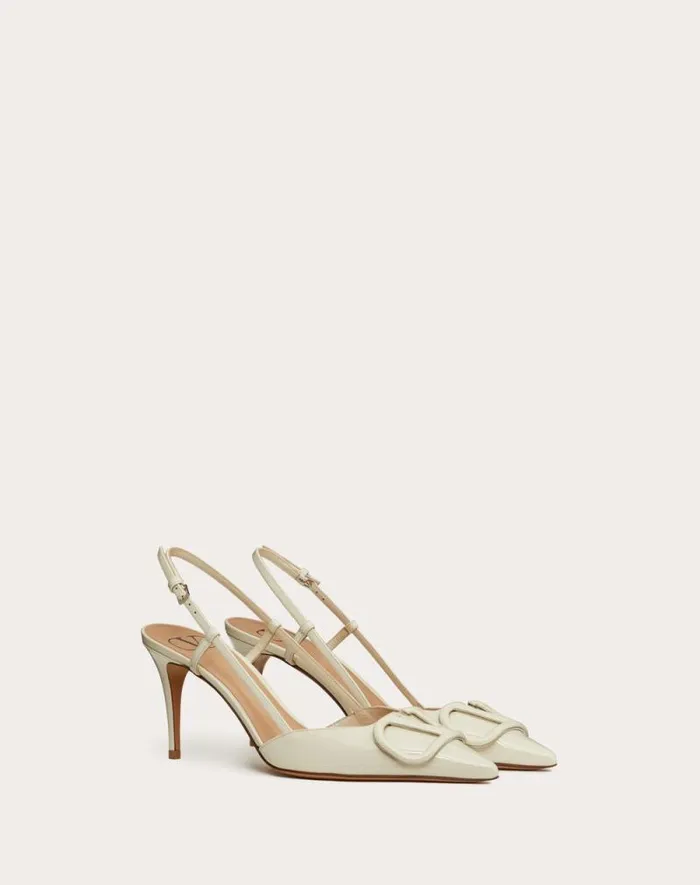 Valentino Pumps Woman Vlogo Signature Patent Leather Slingback Pump 80mm 315 In For Woman In Brown Brown