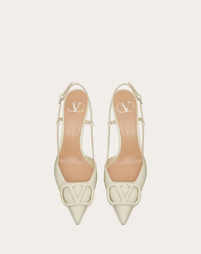 Valentino Pumps Woman Vlogo Signature Patent Leather Slingback Pump 80mm 315 In For Woman In Brown Brown
