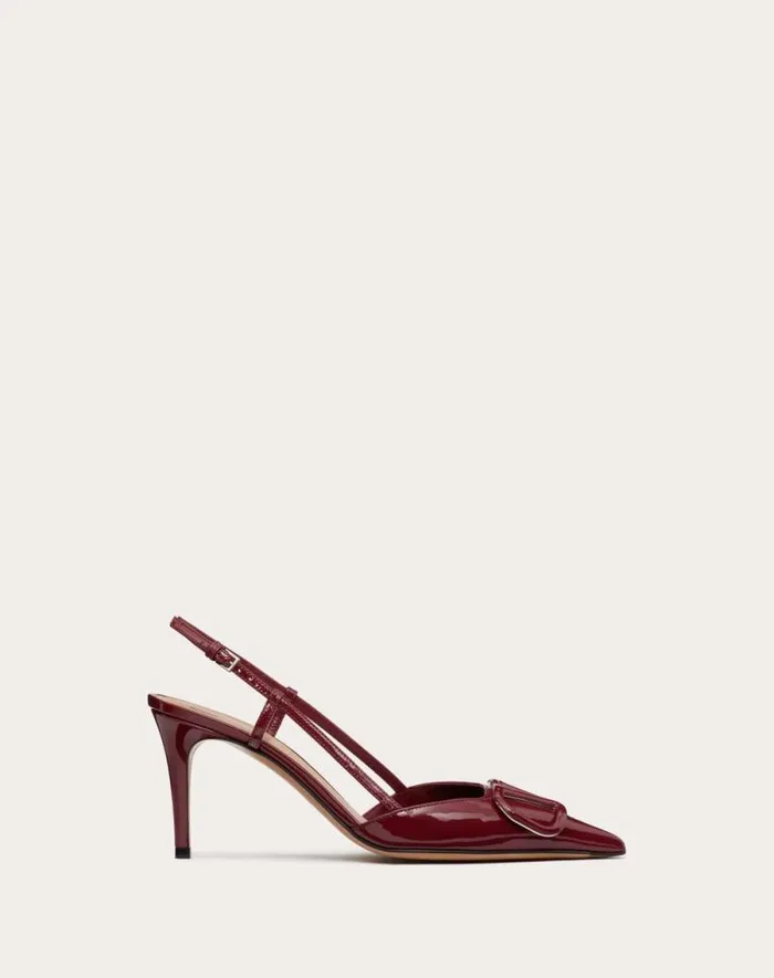 Valentino Pumps Woman Vlogo Signature Patent Leather Slingback Pump 80mm 315 In For Woman In Brown Brown