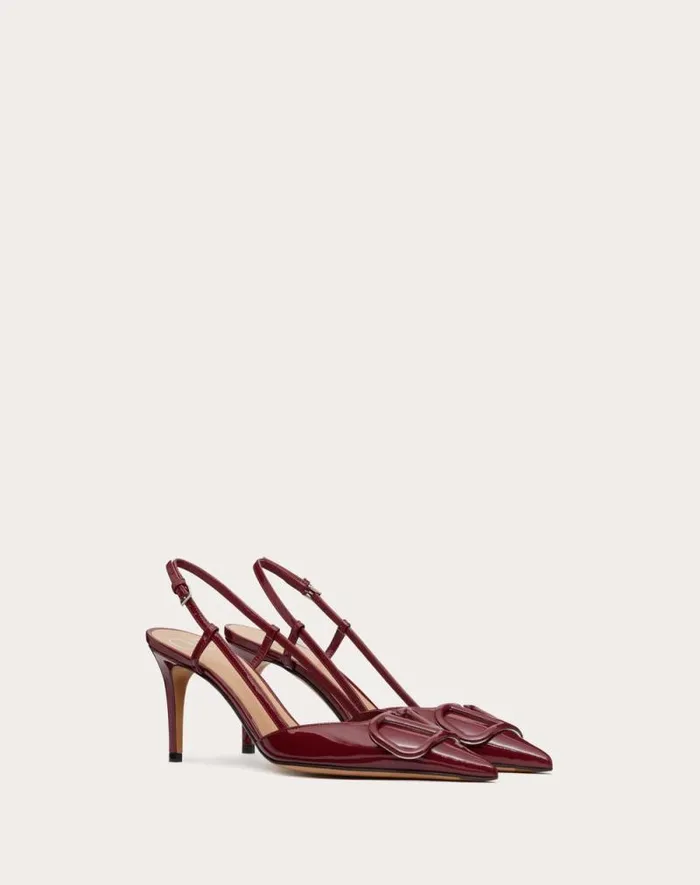 Valentino Pumps Woman Vlogo Signature Patent Leather Slingback Pump 80mm 315 In For Woman In Brown Brown