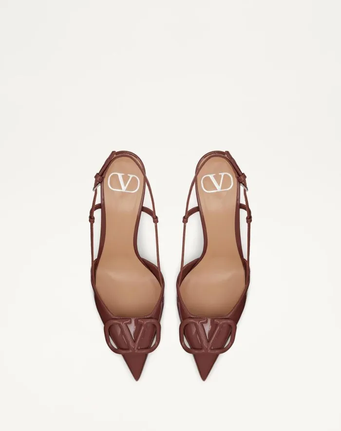 Valentino Pumps Woman Vlogo Signature Patent Leather Slingback Pump 80mm 315 In For Woman In Brown Brown