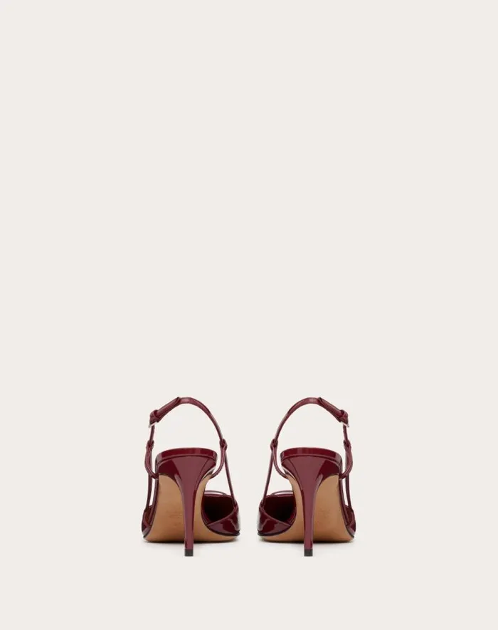 Valentino Pumps Woman Vlogo Signature Patent Leather Slingback Pump 80mm 315 In For Woman In Brown Brown