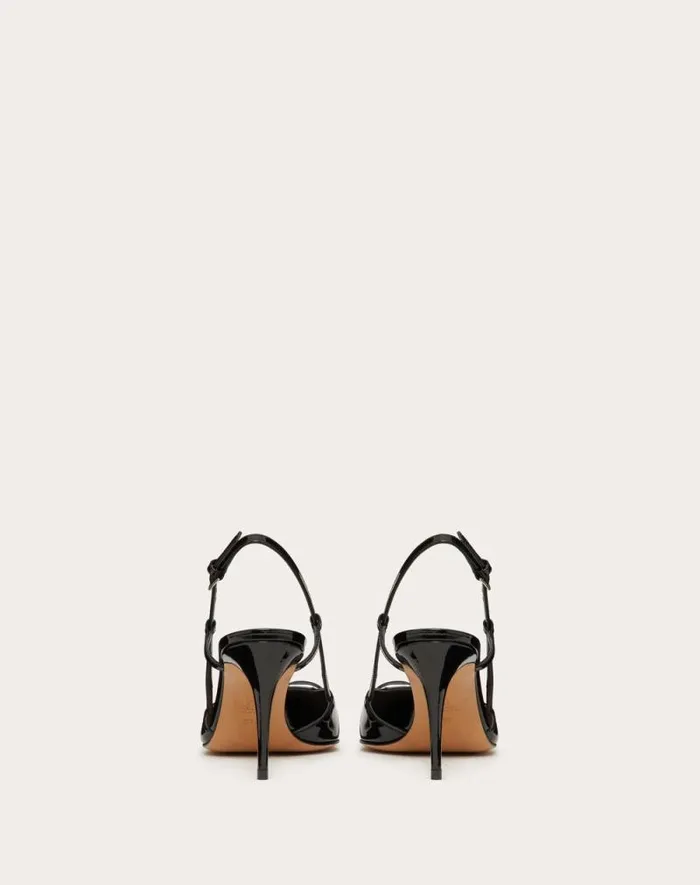 Valentino Pumps Woman Vlogo Signature Patent Leather Slingback Pump 80mm 315 In For Woman In Brown Brown