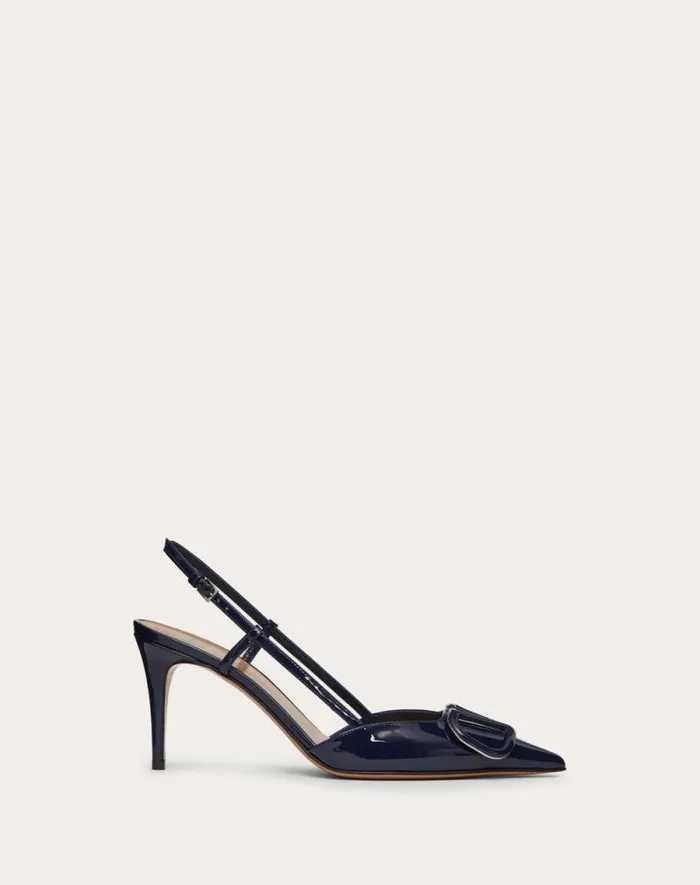 Valentino Pumps Woman Vlogo Signature Patent Leather Slingback Pump 80mm 315 In For Woman In Brown Brown