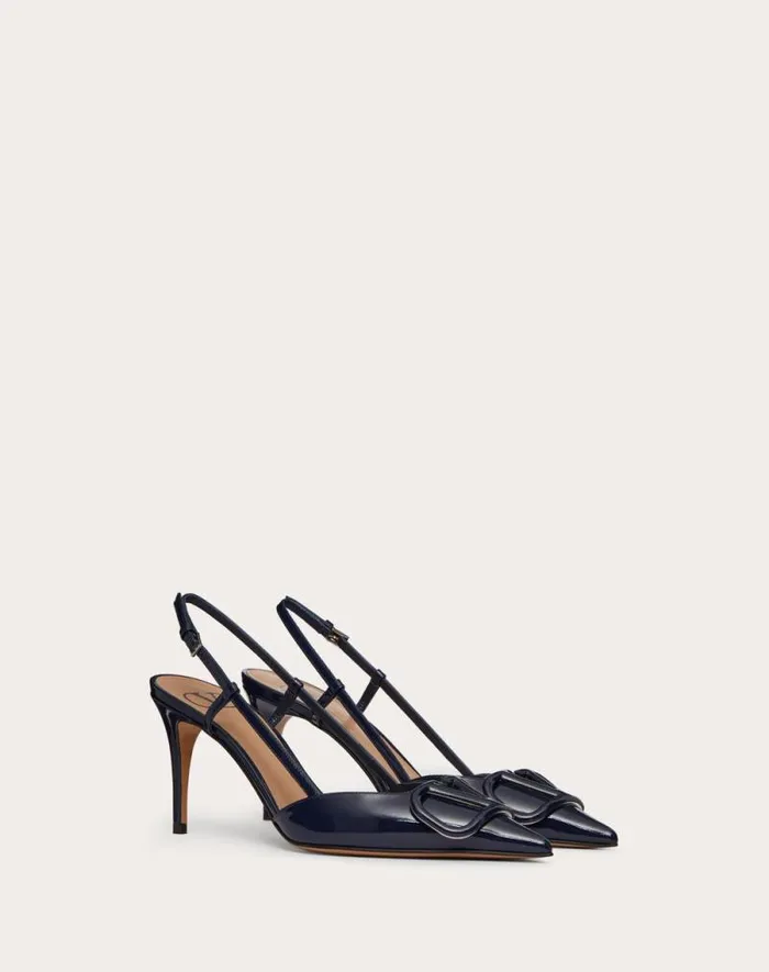 Valentino Pumps Woman Vlogo Signature Patent Leather Slingback Pump 80mm 315 In For Woman In Brown Brown