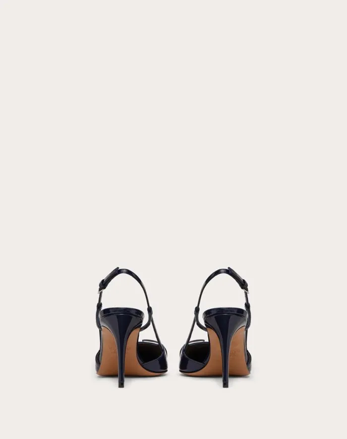 Valentino Pumps Woman Vlogo Signature Patent Leather Slingback Pump 80mm 315 In For Woman In Brown Brown