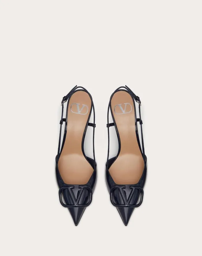 Valentino Pumps Woman Vlogo Signature Patent Leather Slingback Pump 80mm 315 In For Woman In Brown Brown