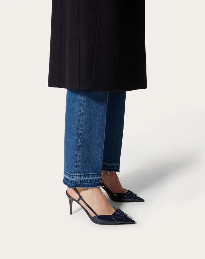 Valentino Pumps Woman Vlogo Signature Patent Leather Slingback Pump 80mm 315 In For Woman In Brown Brown