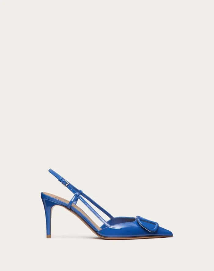 Valentino Pumps Woman Vlogo Signature Patent Leather Slingback Pump 80mm 315 In For Woman In Brown Brown