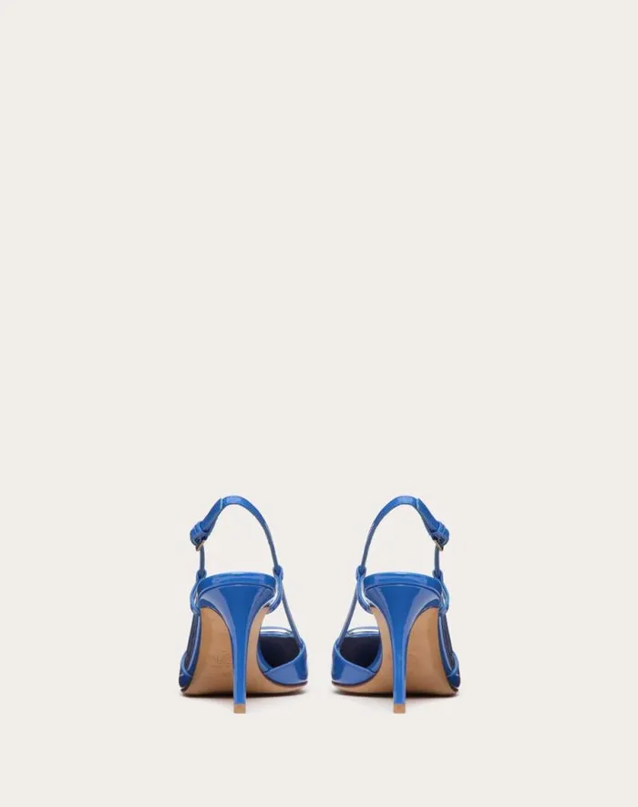 Valentino Pumps Woman Vlogo Signature Patent Leather Slingback Pump 80mm 315 In For Woman In Brown Brown