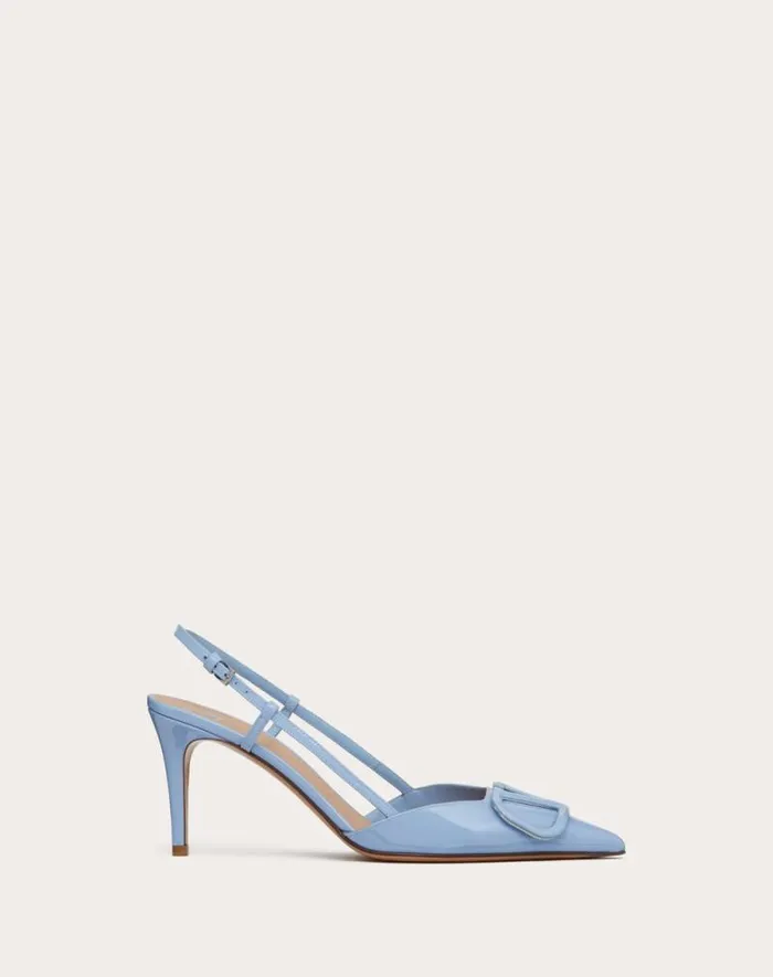 Valentino Pumps Woman Vlogo Signature Patent Leather Slingback Pump 80mm 315 In For Woman In Brown Brown