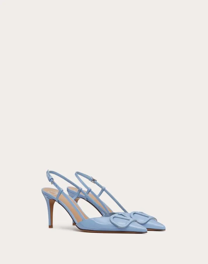 Valentino Pumps Woman Vlogo Signature Patent Leather Slingback Pump 80mm 315 In For Woman In Brown Brown
