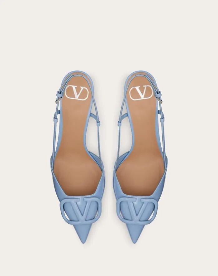 Valentino Pumps Woman Vlogo Signature Patent Leather Slingback Pump 80mm 315 In For Woman In Brown Brown