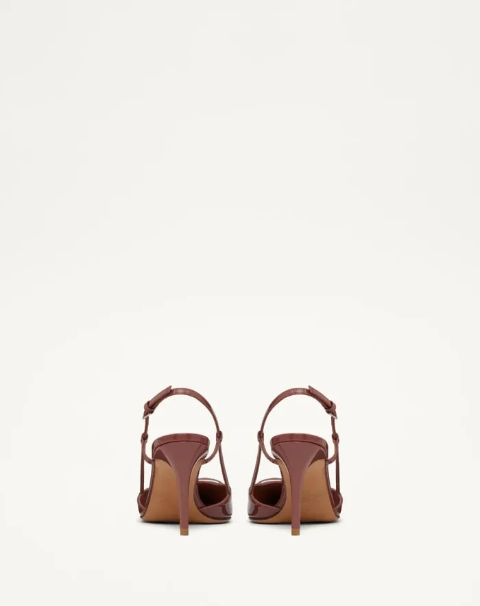 Valentino Pumps Woman Vlogo Signature Patent Leather Slingback Pump 80mm 315 In For Woman In Brown Brown
