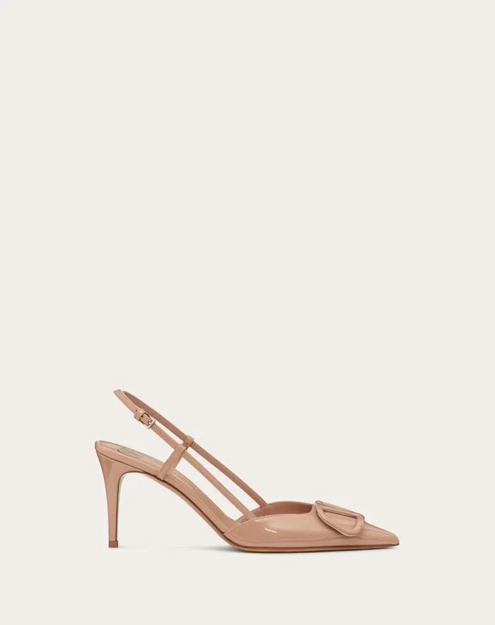 Valentino Pumps Woman Vlogo Signature Patent Leather Slingback Pump 80mm 315 In For Woman In Brown Brown