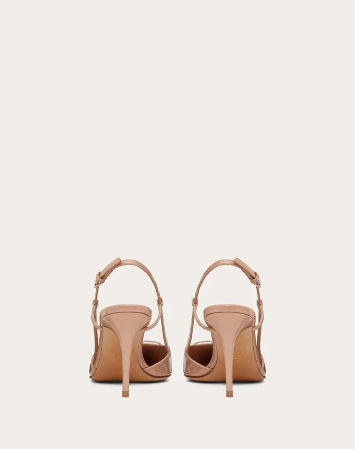 Valentino Pumps Woman Vlogo Signature Patent Leather Slingback Pump 80mm 315 In For Woman In Brown Brown