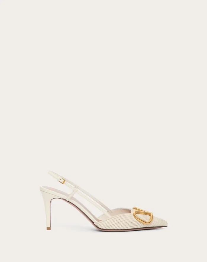 Valentino Pumps Woman Vlogo Signature Slingback Pumps In Nappa 40mm For Woman In Ivory Ivory Valentino Pumps Woman Vlogo Signature Slingback Pumps In Nappa 40mm For Woman In Ivory Ivory
