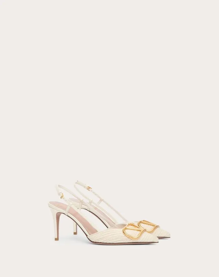 Valentino Pumps Woman Vlogo Signature Slingback Pumps In Nappa 40mm For Woman In Ivory Ivory Valentino Pumps Woman Vlogo Signature Slingback Pumps In Nappa 40mm For Woman In Ivory Ivory