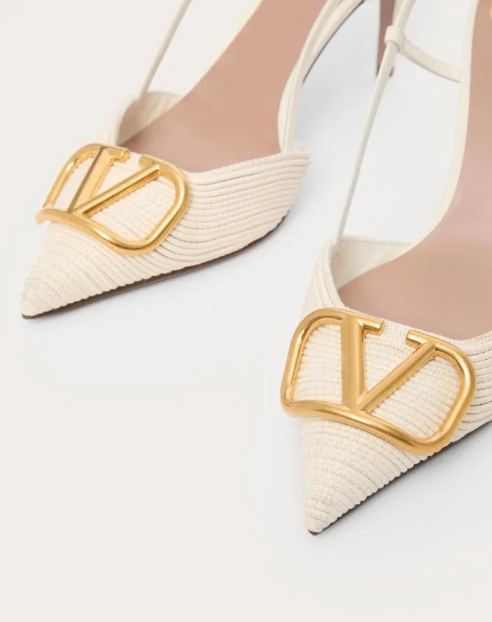 Valentino Pumps Woman Vlogo Signature Slingback Pumps In Nappa 40mm For Woman In Ivory Ivory Valentino Pumps Woman Vlogo Signature Slingback Pumps In Nappa 40mm For Woman In Ivory Ivory